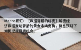 Macro巨汇：【数据背后的秘密】解密经济数据变动背后的黄金市场走势，降息预期下如何把握投资机会。