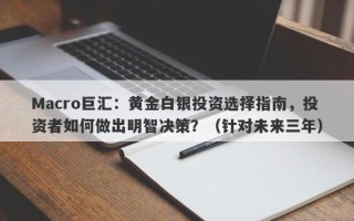 Macro巨汇：黄金白银投资选择指南，投资者如何做出明智决策？（针对未来三年）