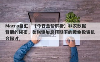 Macro巨汇：【今日金价解析】非农数据背后的秘密，美联储加息预期下的黄金投资机会探讨。