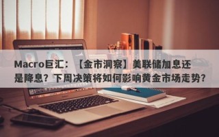 Macro巨汇：【金市洞察】美联储加息还是降息？下周决策将如何影响黄金市场走势？