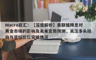 Macro巨汇：【深度解析】美联储降息对黄金市场的影响及未来走势预测，关注多头动向与目标价位突破情况