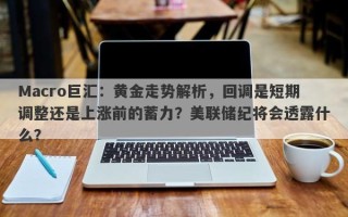 Macro巨汇：黄金走势解析，回调是短期调整还是上涨前的蓄力？美联储纪将会透露什么？