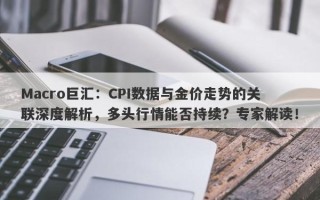 Macro巨汇：CPI数据与金价走势的关联深度解析，多头行情能否持续？专家解读！