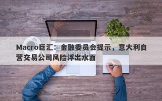 Macro巨汇：金融委员会提示，意大利自营交易公司风险浮出水面