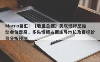 Macro巨汇：【收盘总结】美联储降息推动金价走高，多头情绪占据主导地位及目标价位分析预测