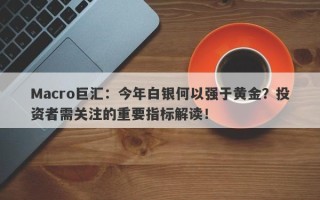 Macro巨汇：今年白银何以强于黄金？投资者需关注的重要指标解读！