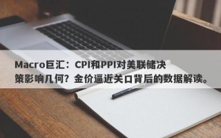 Macro巨汇：CPI和PPI对美联储决策影响几何？金价逼近关口背后的数据解读。