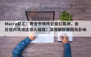 Macro巨汇：黄金市场风云变幻莫测，金价日内波动达惊人幅度！深度解析原因及影响。