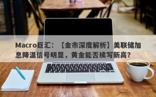 Macro巨汇：【金市深度解析】美联储加息降温信号明显，黄金能否续写新高？