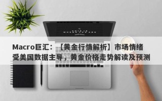 Macro巨汇：【黄金行情解析】市场情绪受美国数据主导，黄金价格走势解读及预测