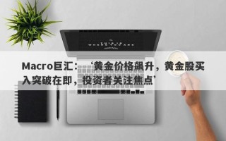 Macro巨汇：‘黄金价格飙升，黄金股买入突破在即，投资者关注焦点’