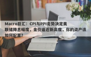 Macro巨汇：CPI与PPI走势决定美联储降息幅度，金价逼近新高度，你的资产该如何配置？