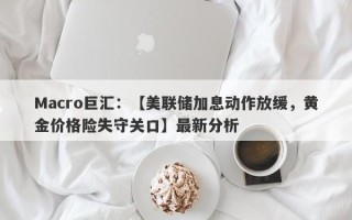 Macro巨汇：【美联储加息动作放缓，黄金价格险失守关口】最新分析