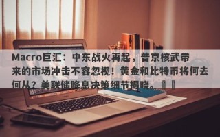 Macro巨汇：中东战火再起，普京核武带来的市场冲击不容忽视！黄金和比特币将何去何从？美联储降息决策细节揭晓。​​