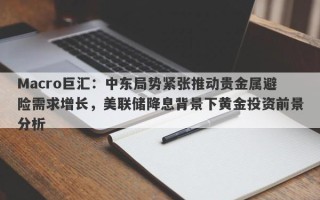 Macro巨汇：中东局势紧张推动贵金属避险需求增长，美联储降息背景下黄金投资前景分析