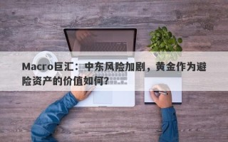 Macro巨汇：中东风险加剧，黄金作为避险资产的价值如何？