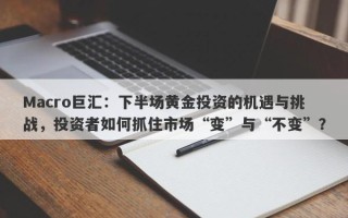 Macro巨汇：下半场黄金投资的机遇与挑战，投资者如何抓住市场“变”与“不变”？