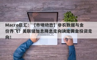 Macro巨汇：【市场动态】非农数据与金价齐飞？美联储加息降息走向决定黄金投资走向！