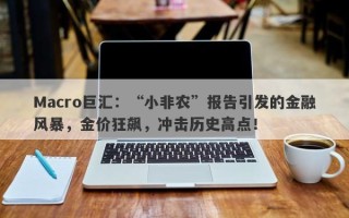 Macro巨汇：“小非农”报告引发的金融风暴，金价狂飙，冲击历史高点！