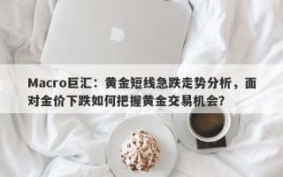 Macro巨汇：黄金短线急跌走势分析，面对金价下跌如何把握黄金交易机会？