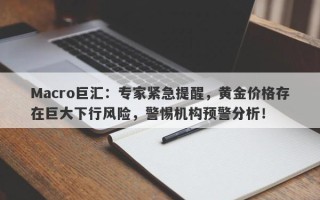 Macro巨汇：专家紧急提醒，黄金价格存在巨大下行风险，警惕机构预警分析！