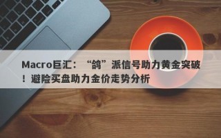 Macro巨汇：“鸽”派信号助力黄金突破！避险买盘助力金价走势分析