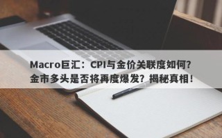 Macro巨汇：CPI与金价关联度如何？金市多头是否将再度爆发？揭秘真相！