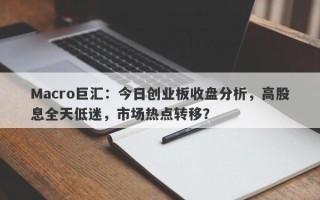 Macro巨汇：今日创业板收盘分析，高股息全天低迷，市场热点转移？