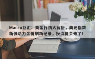 Macro巨汇：黄金行情大解析，美元指数新低助力金价刷新纪录，投资机会来了！