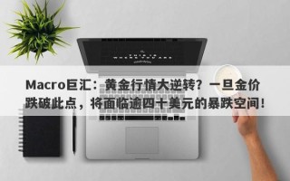 Macro巨汇：黄金行情大逆转？一旦金价跌破此点，将面临逾四十美元的暴跌空间！