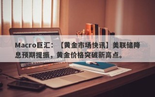 Macro巨汇：【黄金市场快讯】美联储降息预期提振，黄金价格突破新高点。