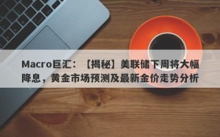 Macro巨汇：【揭秘】美联储下周将大幅降息，黄金市场预测及最新金价走势分析