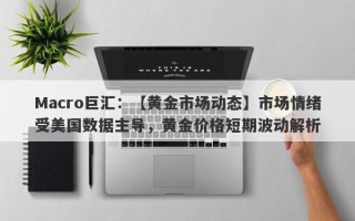 Macro巨汇：【黄金市场动态】市场情绪受美国数据主导，黄金价格短期波动解析