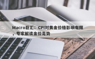 Macro巨汇：CPI对黄金价格影响有限，专家解读金价走势