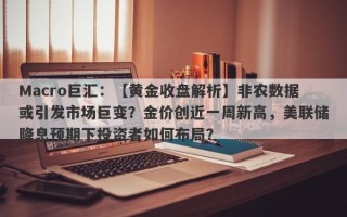 Macro巨汇：【黄金收盘解析】非农数据或引发市场巨变？金价创近一周新高，美联储降息预期下投资者如何布局？