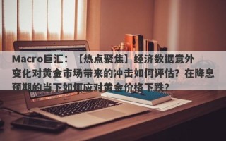 Macro巨汇：【热点聚焦】经济数据意外变化对黄金市场带来的冲击如何评估？在降息预期的当下如何应对黄金价格下跌？