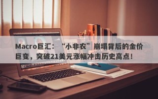 Macro巨汇：“小非农”崩塌背后的金价巨变，突破21美元涨幅冲击历史高点！