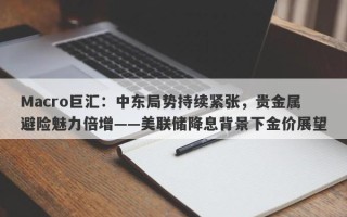 Macro巨汇：中东局势持续紧张，贵金属避险魅力倍增——美联储降息背景下金价展望