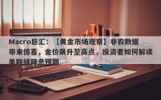 Macro巨汇：【黄金市场观察】非农数据带来惊喜，金价飙升至高点，投资者如何解读美联储降息预期