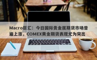 Macro巨汇：今日国际贵金属期货市场普遍上涨，COMEX黄金期货表现尤为突出