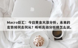 Macro巨汇：今日黄金大涨分析，未来的走势将何去何从？听听高级分析师怎么说。