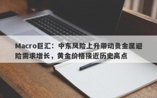 Macro巨汇：中东风险上升带动贵金属避险需求增长，黄金价格接近历史高点