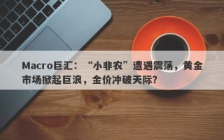 Macro巨汇：“小非农”遭遇震荡，黄金市场掀起巨浪，金价冲破天际？