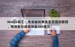 Macro巨汇：专家解析黄金走势强劲原因，预测金价或将冲击300美元！