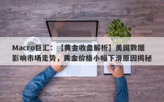 Macro巨汇：【黄金收盘解析】美国数据影响市场走势，黄金价格小幅下滑原因揭秘