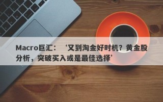 Macro巨汇：‘又到淘金好时机？黄金股分析，突破买入或是最佳选择’