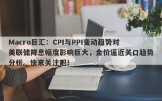 Macro巨汇：CPI与PPI变动趋势对美联储降息幅度影响巨大，金价逼近关口趋势分析。快来关注吧！